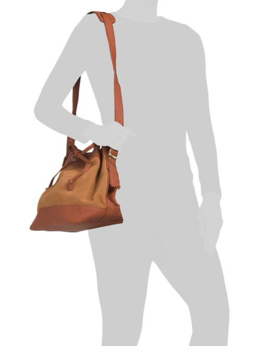 SORUKA Leather Crossbody Bucket Bag With Suede Panel - Picture 4 of 4